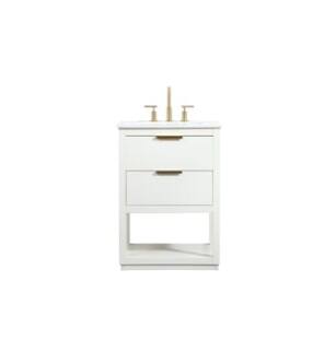 ARKA-E VF19224WH Bathroom Vanity in White/Gold