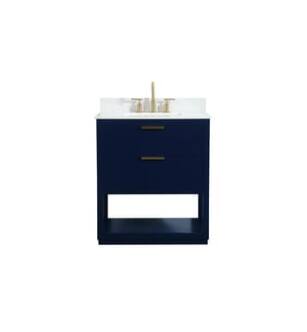 ARKA-E VF19230BL-BS Bathroom Vanity in Blue/Gold