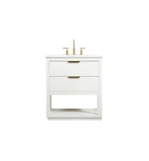 ARKA-E VF19230WH Bathroom Vanity in White/Gold