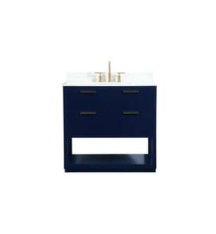 ARKA-E VF19236BL-BS Bathroom Vanity in Blue/Gold