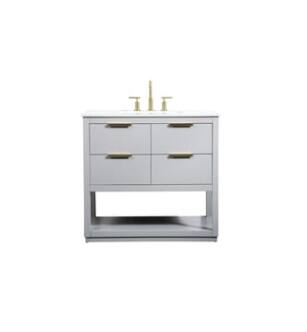 ARKA-E VF19236GR Bathroom Vanity in Grey/Gold