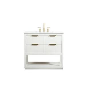 ARKA-E VF19236WH Bathroom Vanity in White/Gold