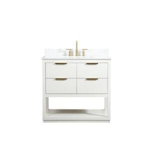 ARKA-E VF19236WH-BS Bathroom Vanity in White/Gold