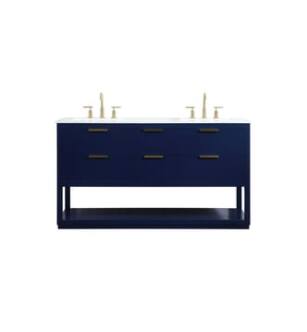 ARKA-E VF19260DBL Bathroom Vanity in Blue/Gold