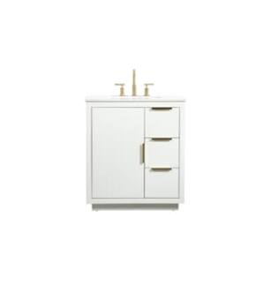 ARKA-E VF19430WH Bathroom Vanity in White/Gold