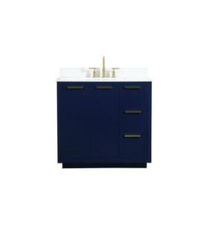 ARKA-E VF19436BL-BS Bathroom Vanity in Blue/Gold