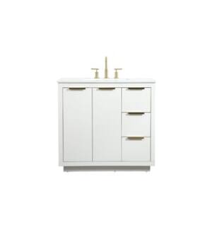 ARKA-E VF19436WH Bathroom Vanity in White/Gold
