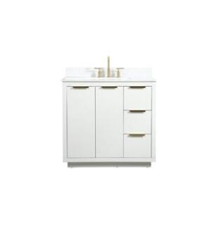 ARKA-E VF19436WH-BS Bathroom Vanity in White/Gold