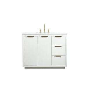 ARKA-E VF19442WH Bathroom Vanity in White/Gold