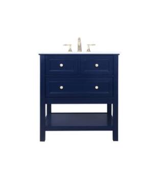 ARKA-E VF27030BL Bathroom Vanity in Blue/Brushed Gold