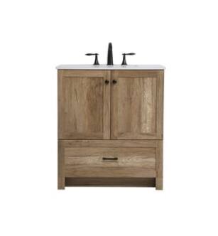 ARKA-E VF2830NT Bathroom Vanity in Natural Oak/Black