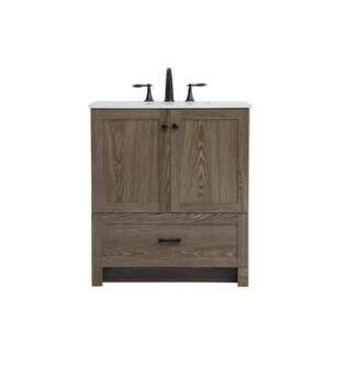 ARKA-E VF2830WO Bathroom Vanity in Weathered Oak/Black