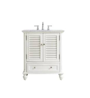 ARKA-E VF30530AW Bathroom Vanity in Antique White/Brushed Nickel