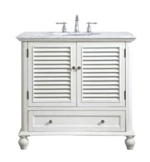 ARKA-E VF30536AW Bathroom Vanity in Antique White/Brushed Nickel