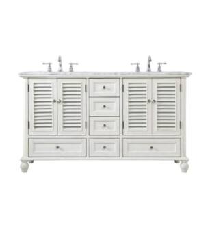 ARKA-E VF30560DAW Bathroom Vanity in Antique White/Brushed Nickel