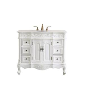 ARKA-E VF38842AW Bathroom Vanity in Antique White/Antique Metal