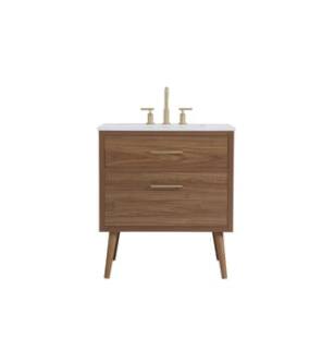 ARKA-E VF41030WB Bathroom Vanity in Walnut Brown/Gold