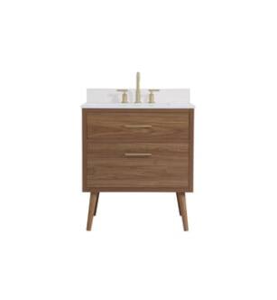 ARKA-E VF41030WB-BS Bathroom Vanity in Walnut Brown/Gold