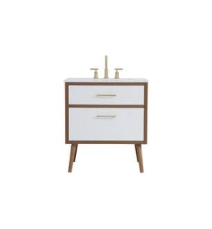 ARKA-E VF41030WH Bathroom Vanity in White/Gold