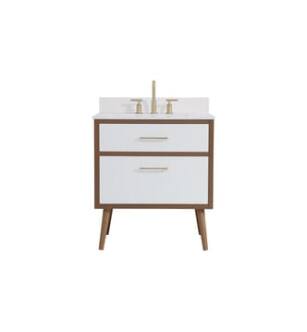 ARKA-E VF41030WH-BS Bathroom Vanity in White/Gold