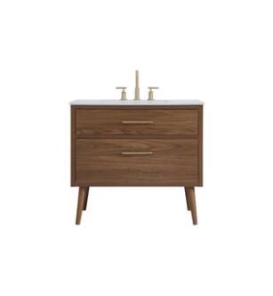 ARKA-E VF41036WB Bathroom Vanity in Walnut Brown/Gold