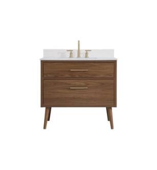 ARKA-E VF41036WB-BS Bathroom Vanity in Walnut Brown/Gold