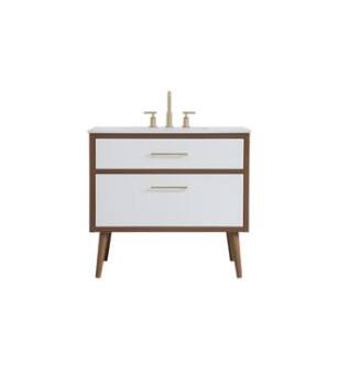 ARKA-E VF41036WH Bathroom Vanity in White/Gold