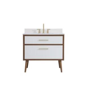 ARKA-E VF41036WH-BS Bathroom Vanity in White/Gold