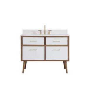 ARKA-E VF41042WH-BS Bathroom Vanity in White/Gold