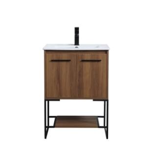 ARKA-E VF42024WB Bathroom Vanity in Walnut Brown/Black