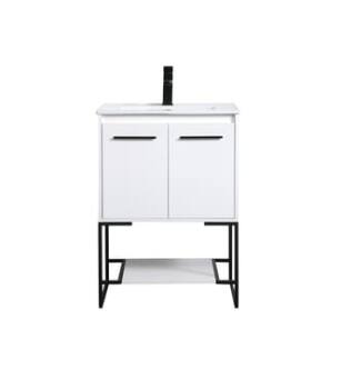ARKA-E VF42024WH Bathroom Vanity in White/Black
