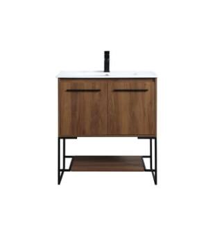 ARKA-E VF42030WB Bathroom Vanity in Walnut Brown/Black