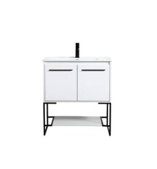 ARKA-E VF42030WH Bathroom Vanity in White/Black