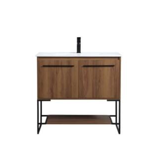 ARKA-E VF42036WB Bathroom Vanity in Walnut Brown/Black