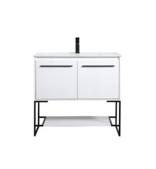 ARKA-E VF42036WH Bathroom Vanity in White/Black