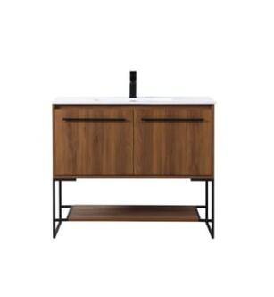 ARKA-E VF42040WB Bathroom Vanity in Walnut Brown/Black