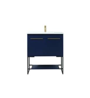ARKA-E VF42530MBL Bathroom Vanity in Blue/Gold