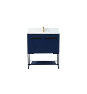 ARKA-E VF42530MBL-BS Bathroom Vanity in Blue/Gold
