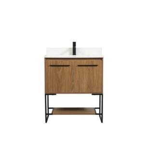 ARKA-E VF42530WB-BS Bathroom Vanity in Walnut Brown/Black