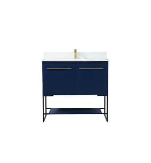 ARKA-E VF42536MBL-BS Bathroom Vanity in Blue/Gold