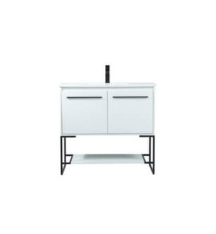 ARKA-E VF42536MWH Bathroom Vanity in White/Black