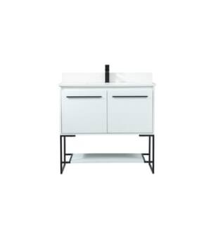 ARKA-E VF42536MWH-BS Bathroom Vanity in White/Black