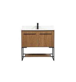 ARKA-E VF42536WB-BS Bathroom Vanity in Walnut Brown/Black