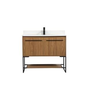 ARKA-E VF42540WB-BS Bathroom Vanity in Walnut Brown/Black