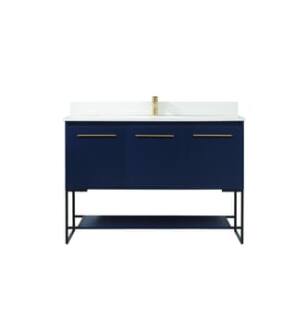 ARKA-E VF42548MBL-BS Bathroom Vanity in Blue/Gold