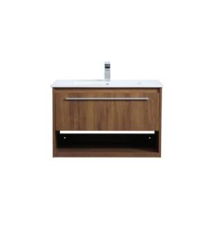 ARKA-E VF43030WB Bathroom Vanity in Walnut Brown/Brushed Nickel