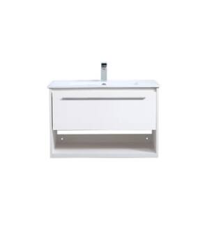 ARKA-E VF43030WH Bathroom Vanity in White/Brushed Nickel