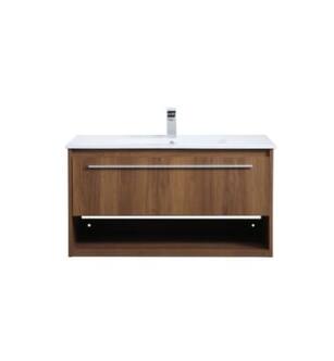 ARKA-E VF43036WB Bathroom Vanity in Walnut Brown/Brushed Nickel