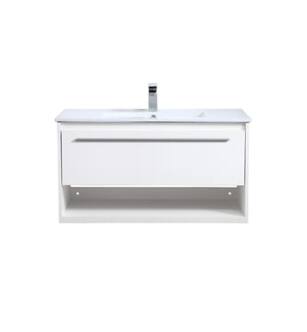 ARKA-E VF43036WH Bathroom Vanity in White/Brushed Nickel