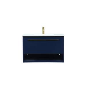 ARKA-E VF43530MBL Bathroom Vanity in Blue/Gold